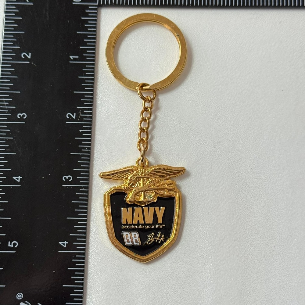 NASCAR 2007 Dale Jr. 88 Keychain Gold Black Shield Emblem‎